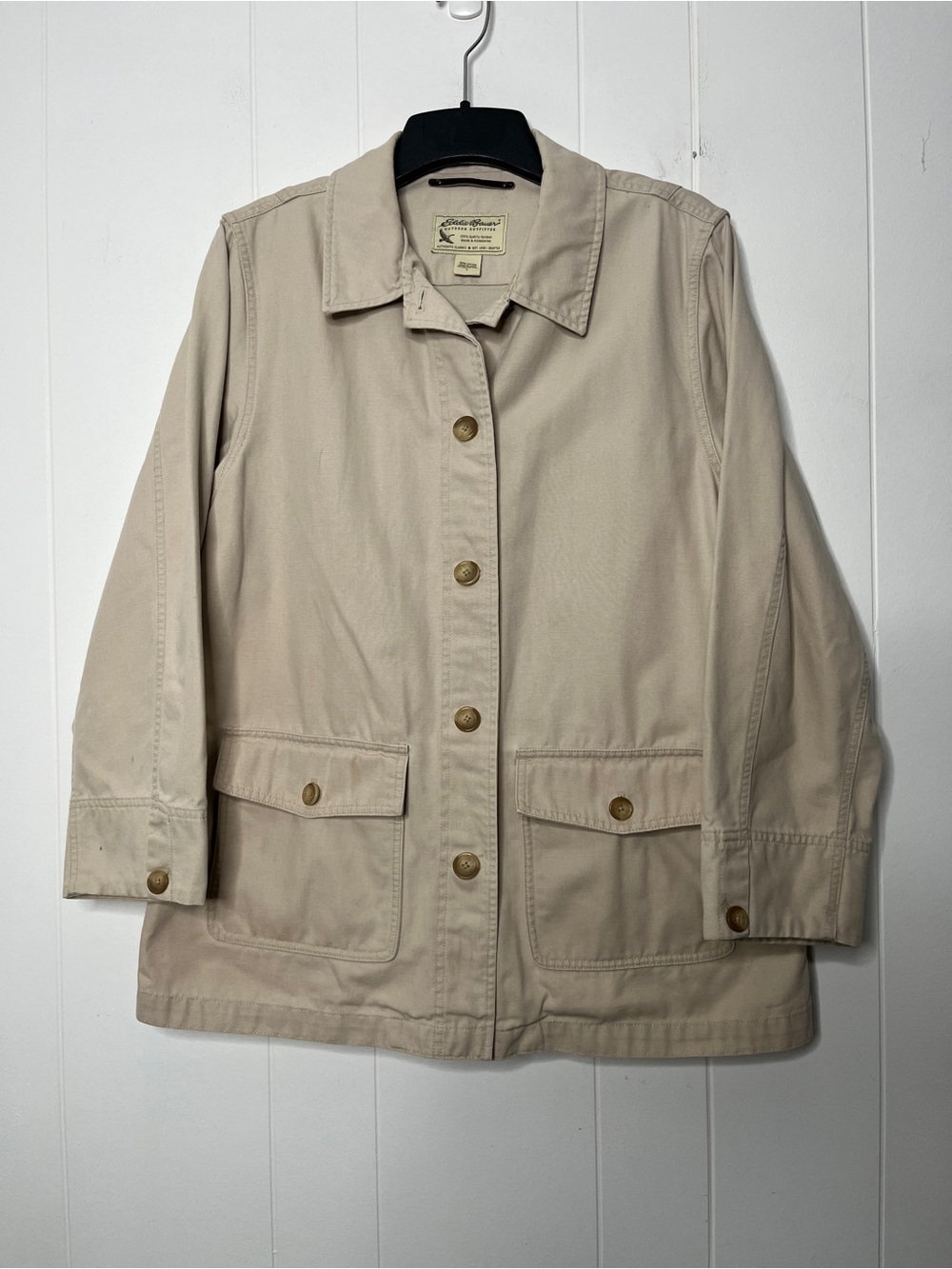 Eddie Bauer Beige Utility Jacket with Button Front Women's Large
